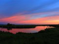 Fluss in Sibirien am Abend