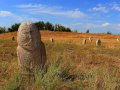 Steinfiguren am Burana Turm in Kirgistan