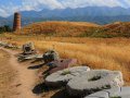 Steinfiguren am Burana Turm in Kirgistan