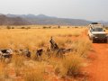 durch Landmine zerstörtes Fahrzeug im Marienflusstal (Namibia)